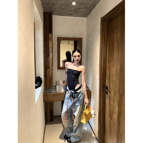 GARIS 歐美辣妹風性感修身連體衣2025新款顯瘦塑身抹胸背心上衣