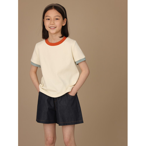 哈齒童裝夏季薄女童牛仔短褲純棉中褲休閒百搭濶腿褲女大童五分褲