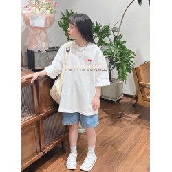 波拉bora韓國童裝女童牛仔褲夏季新款2025兒童五分褲中大童褲子