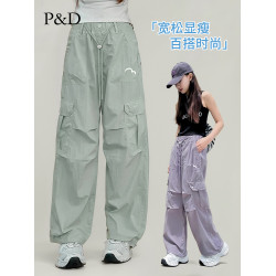 【品牌】女童工裝褲夏季2025新款青少年時尚女大童設計感休閒褲子