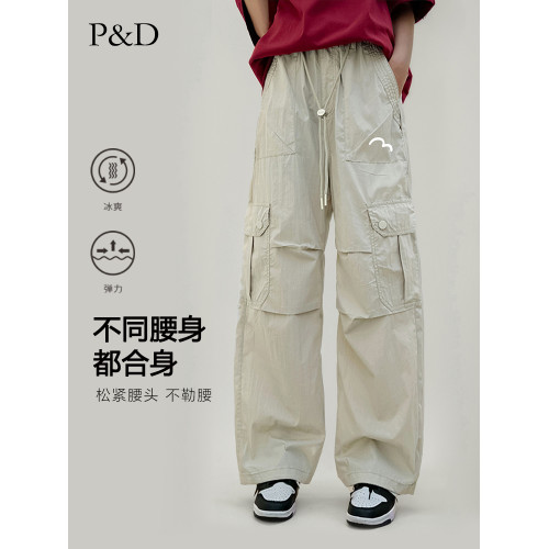 【品牌】女童工裝褲夏季2025新款青少年時尚女大童設計感休閒褲子