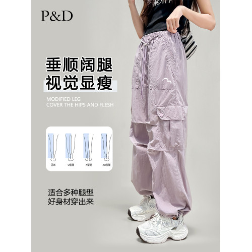 【品牌】女童工裝褲夏季2025新款青少年時尚女大童設計感休閒褲子