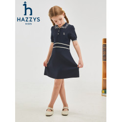 hazzys哈吉斯童裝女童裙子2024夏新中大童甜美俏皮短袖polo裙
