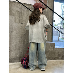 女童街舞短袖t恤兒童夏季爵士上衣9女孩潮酷穿搭破洞半袖體恤潮服