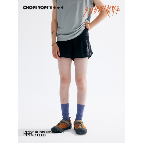 chopiyopi童裝 兒童撞色假兩件發光縫線短褲女童速乾運動五分褲