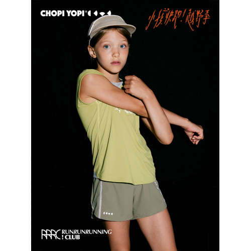 chopiyopi童裝 兒童撞色假兩件發光縫線短褲女童速乾運動五分褲