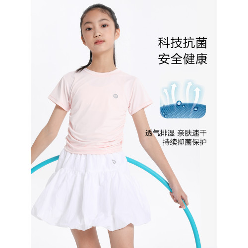 萌格格女童速乾短袖T恤 兒童運動服健身服透氣排溼夏涼感設計師款