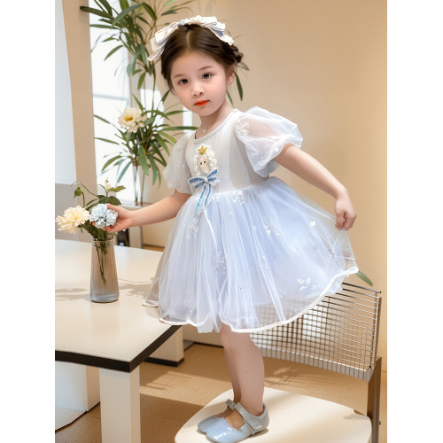 夏季女童連衣裙2025新款兒童愛莎公主裙甜美時髦女孩生日禮服裙子