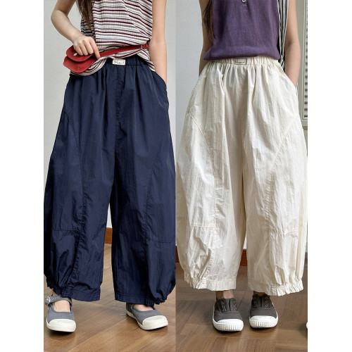 波拉韓兒童夏季休閒褲女童薄款哈倫褲2025中大童寬松老爹褲長褲子