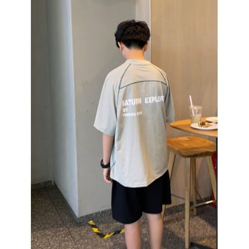 大男童短袖t恤夏季新款童裝親子裝兒童超薄無感戶外騎行速乾透氣