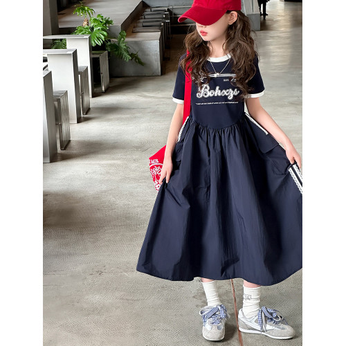 女童夏季連衣裙2025新款中大童洋氣小女孩短袖公主裙兒童夏裝裙子