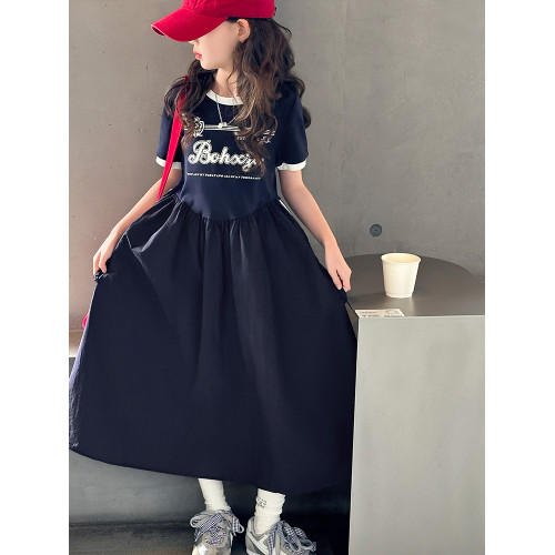 女童夏季連衣裙2025新款中大童洋氣小女孩短袖公主裙兒童夏裝裙子