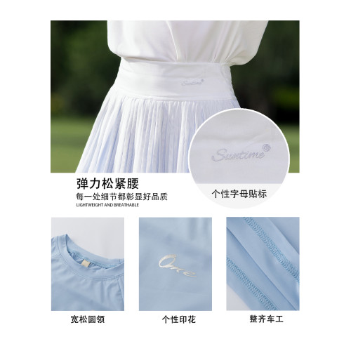 女童速乾套裝短裙半身兒童羽毛球服訓練衣女大童網球裙運動夏女孩