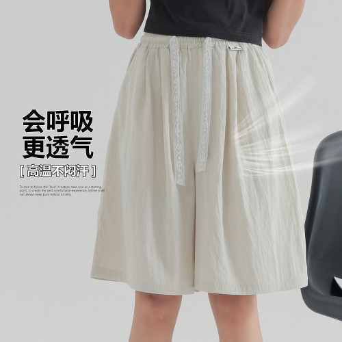 女童短褲外穿夏薄款2025新款洋氣初中生女孩冰絲五分褲女大童褲子