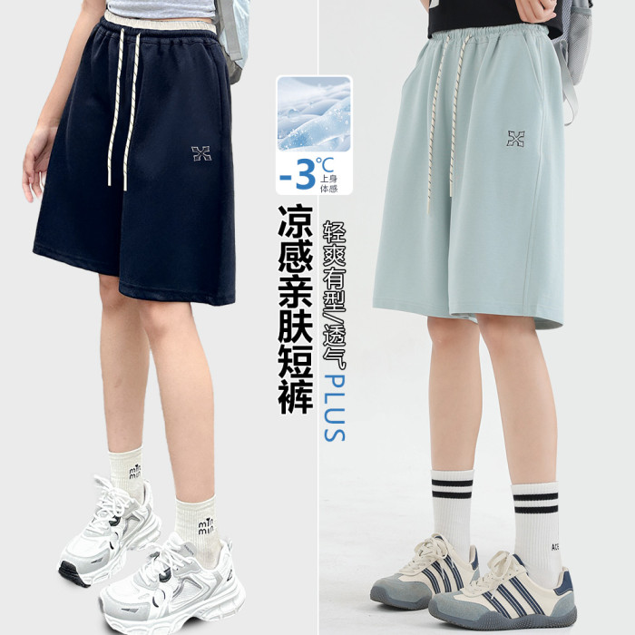 短褲女童夏季薄外穿2025新款青少年洋氣多巴胺運動褲女大童五分褲 短褲女童夏季薄外穿2025新款青少年洋氣多巴胺運動褲女大童五分褲