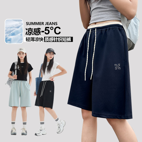 短褲女童夏季薄外穿2025新款青少年洋氣多巴胺運動褲女大童五分褲 短褲女童夏季薄外穿2025新款青少年洋氣多巴胺運動褲女大童五分褲