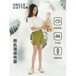棉叔叔女童中大童2025夏季新款休閒短褲寬松顯瘦舒適薄款時尚短褲