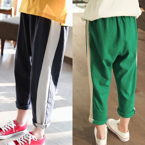 女童休閒褲子夏裝2025新款韓版中大童洋氣寬松運動褲長褲親子裝潮