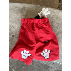 HUANHUSHENG兒童手掌短褲夏季卡通可愛紅休閒褲幼兒園親子裝百搭