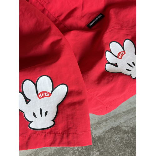HUANHUSHENG兒童手掌短褲夏季卡通可愛紅休閒褲幼兒園親子裝百搭