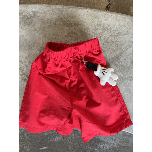 HUANHUSHENG兒童手掌短褲夏季卡通可愛紅休閒褲幼兒園親子裝百搭