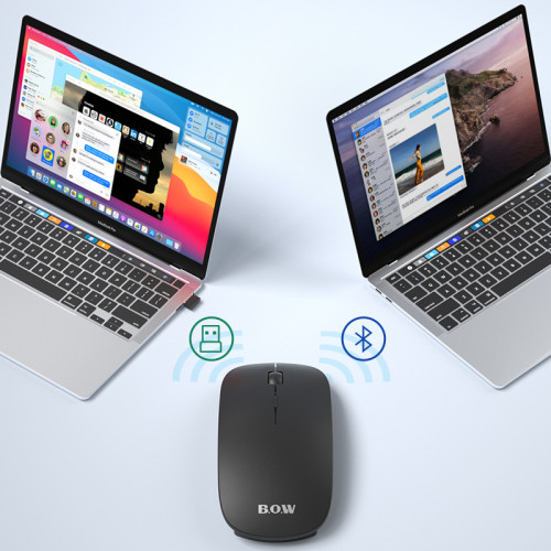 BOW 雙模無線雙藍牙滑鼠4.0充電筆電辦公安卓 ios13系統