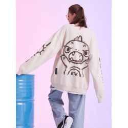 BTK春秋潮牌圓領衛衣男女可愛小怪獸情侶寬松長袖打底衫套頭外套