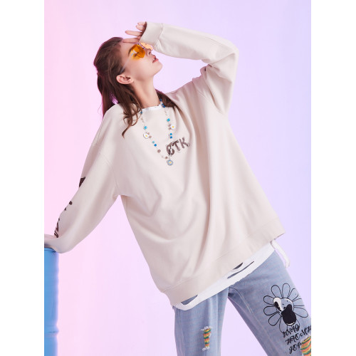 BTK春秋潮牌圓領衛衣男女可愛小怪獸情侶寬松長袖打底衫套頭外套