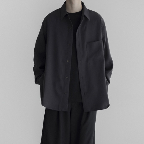 黑武士西裝內搭襯衫曡穿詰襟襯衣男日系復古高級感打底衫