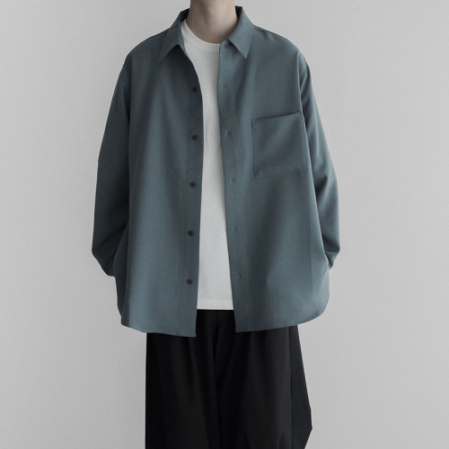 黑武士西裝內搭襯衫曡穿詰襟襯衣男日系復古高級感打底衫