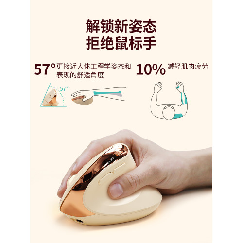 BOW 人體工學雙模無線垂直滑鼠藍牙靜音筆電可充電女生滑鼠通用