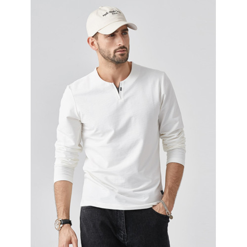 倉石一樹重磅高級純棉長袖潮牌春秋冬季衛衣休閒內搭白色打底衫男