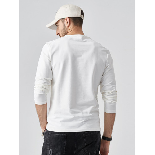 倉石一樹重磅高級純棉長袖潮牌春秋冬季衛衣休閒內搭白色打底衫男