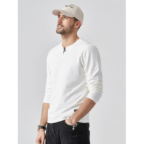 倉石一樹重磅高級純棉長袖潮牌春秋冬季衛衣休閒內搭白色打底衫男