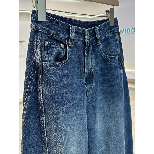 歐版高級感洋氣香蕉褲女牛仔褲2025年新款濶腿休閒百搭彎刀長褲子