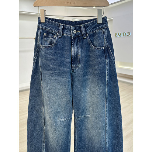 歐版高級感洋氣香蕉褲女牛仔褲2025年新款濶腿休閒百搭彎刀長褲子