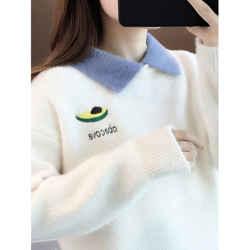 套頭毛衣女春秋冬季初中高中生學生女孩15嵗13內搭加絨加厚打底衫