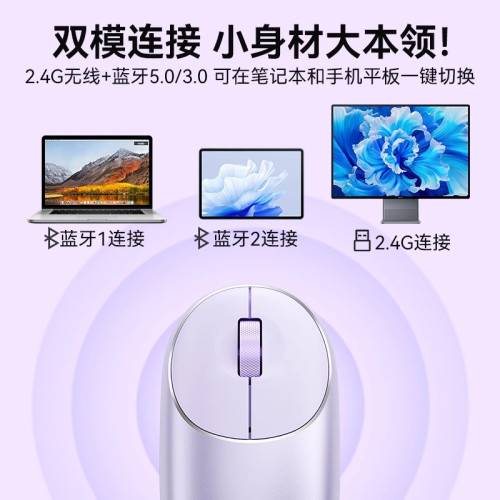 BOW 無線藍牙雙模滑鼠適用手機平板筆電桌上型電腦女生辦公靜音