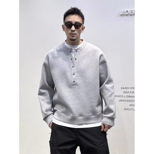 JIDERE韓系簡約太空棉半開衫假兩件長袖運動衛衣男春季百搭打底衫