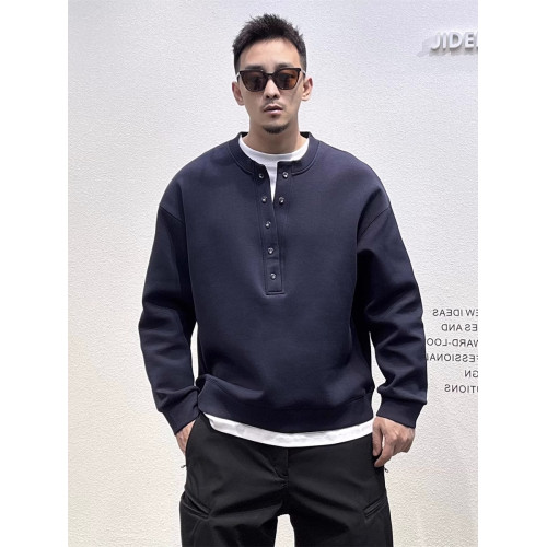 JIDERE韓系簡約太空棉半開衫假兩件長袖運動衛衣男春季百搭打底衫