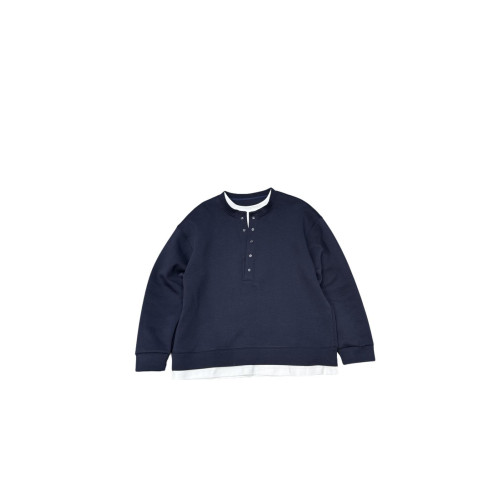 JIDERE韓系簡約太空棉半開衫假兩件長袖運動衛衣男春季百搭打底衫