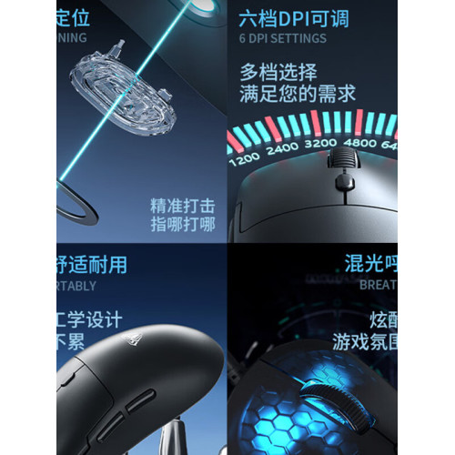 狼蛛S35有線滑鼠輕量化靈動電競遊戯宏編程電腦辦公瓦lol筆電cf