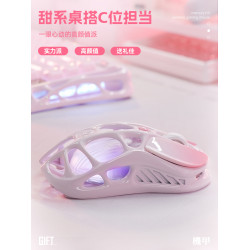 重力星球羅斯粉色無線滑鼠藍牙鏤空電競遊戯三模女生辦公電腦鍵鼠