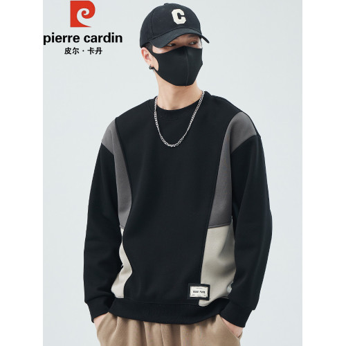 皮爾卡丹衛衣男款春秋季厚款圓領寬松百搭拼色加絨打底衫長袖上衣 皮爾卡丹衛衣男款春秋季厚款圓領寬松百搭拼色加絨打底衫長袖上衣