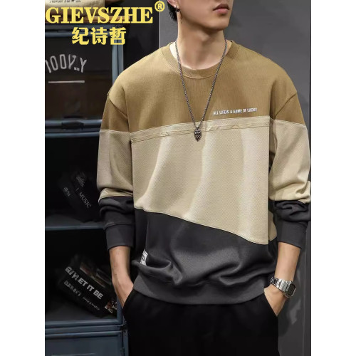 紀詩哲設計感拼接撞色男衛衣春秋寬松圓領長袖打底衫美式潮牌痞帥 紀詩哲設計感拼接撞色男衛衣春秋寬松圓領長袖打底衫美式潮牌痞帥