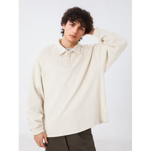 WASSUP潮牌美式重磅提花翻領衛衣男女情侶上衣春秋2025新款打底衫