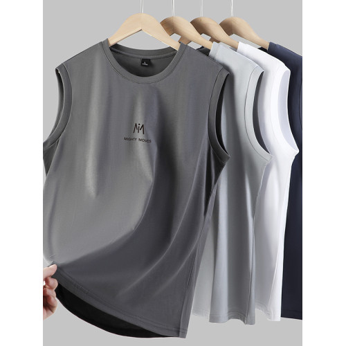 夏季新款男士絲光棉背心透氣親膚無袖打底衫吸汗速乾運動休閒上衣