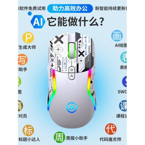 AI語音滑鼠無線藍牙靜音遊戯電競人體工學筆電辦公鍵盤套裝充電