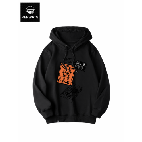 KERWATS秋冬季美式復古英文字母潮牌印花打底衫男女休閒衛衣連帽