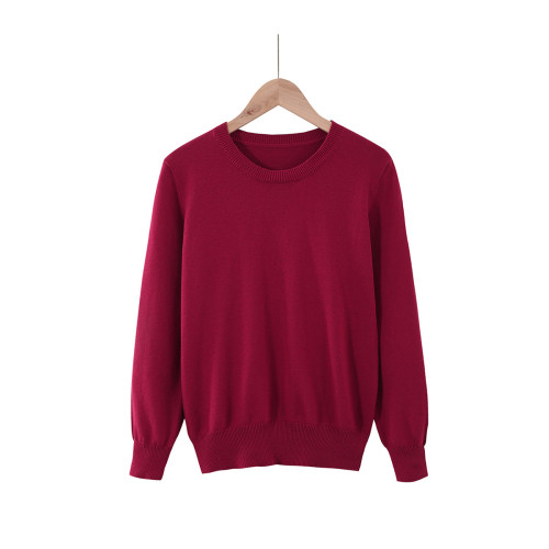 純棉針織衫女圓領套頭毛衣春秋季大碼寬松打底衫百搭毛衣短款